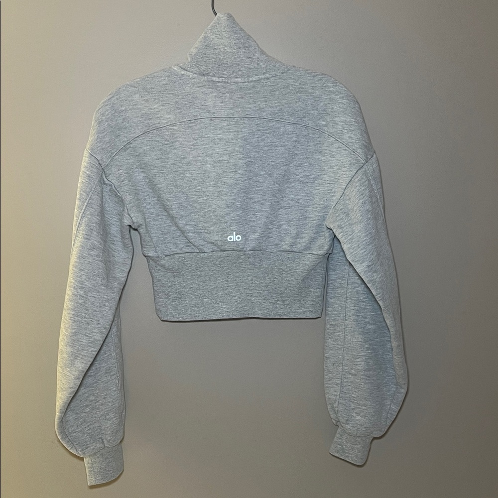 Alo Yoga Vixen Fleece 1/4 Zip Pullover Sweatshirt Heather Gray Women’s Size XS - Picture 5 of 8